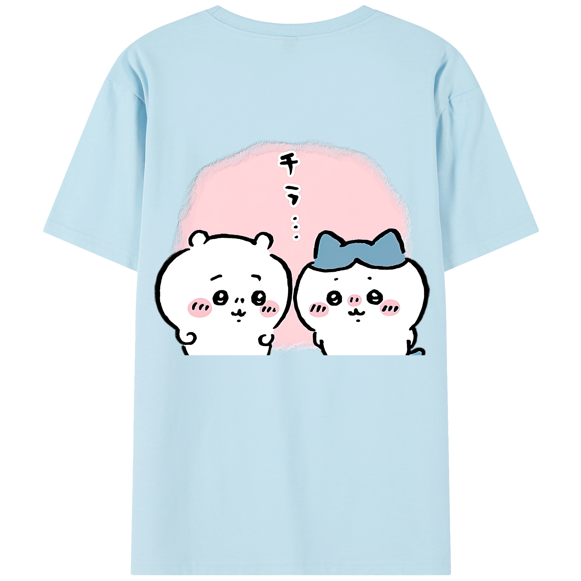 （画像用） ちいかわ ハチワレ Chii-kawa hachiware 綿100％半袖Tシャツ（背面プリント）